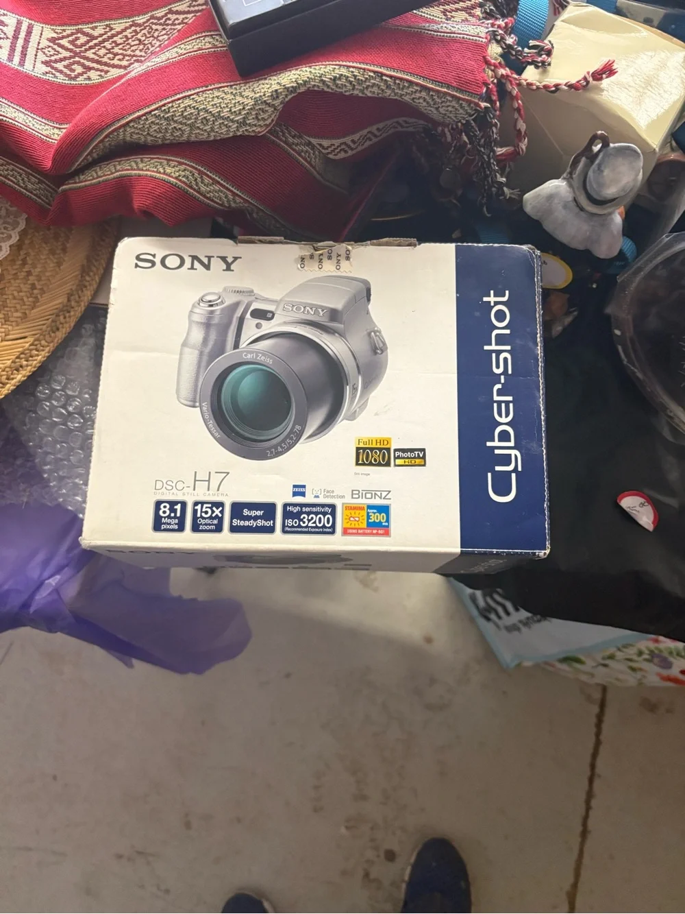 Sony Cyber-shot Silver and Blue Camera Box